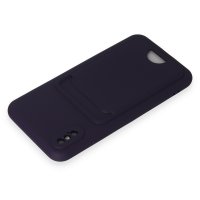Newface iPhone XS Kılıf Kelvin Kartvizitli Silikon - Derin Mor