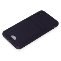 Newface iPhone XS Kılıf Kelvin Kartvizitli Silikon - Derin Mor