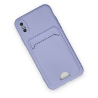 Newface iPhone XS Kılıf Kelvin Kartvizitli Silikon - Lila