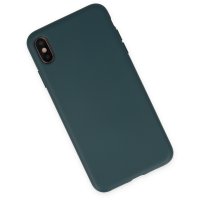Newface iPhone XS Kılıf Nano içi Kadife Silikon - Koyu Yeşil