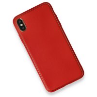 Newface iPhone XS Max Kılıf Coco Deri Silikon Kapak - Kırmızı
