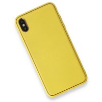 Newface iPhone XS Max Kılıf Coco Deri Silikon Kapak - Sarı