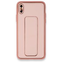 Newface iPhone XS Max Kılıf Coco Deri Standlı Kapak - Pembe