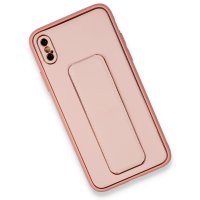 Newface iPhone XS Max Kılıf Coco Deri Standlı Kapak - Pembe