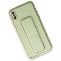 Newface iPhone XS Max Kılıf Coco Deri Standlı Kapak - Su Yeşili