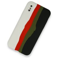 Newface iPhone XS Max Kılıf Ebruli Lansman Silikon - Beyaz-Siyah