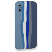 Newface iPhone XS Max Kılıf Ebruli Lansman Silikon - Mavi-Gri