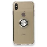 Newface iPhone XS Max Kılıf Gros Yüzüklü Silikon - Gümüş