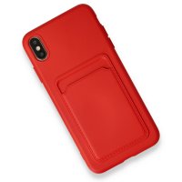 Newface iPhone XS Max Kılıf Kelvin Kartvizitli Silikon - Kırmızı