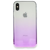 Newface iPhone XS Max Kılıf Lüx Çift Renkli Silikon - Mor