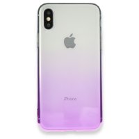 Newface iPhone X Kılıf Lüx Çift Renkli Silikon - Mor