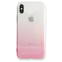 Newface iPhone X Kılıf Lüx Çift Renkli Silikon - Pembe