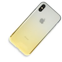 Newface iPhone X Kılıf Lüx Çift Renkli Silikon - Sarı