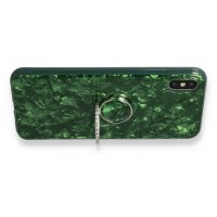 Newface iPhone XS Max Kılıf Marble Yüzüklü Silikon - Yeşil