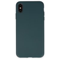 Newface iPhone XS Max Kılıf Nano içi Kadife  Silikon - Koyu Yeşil