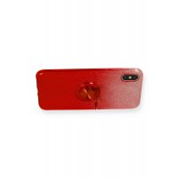 Newface iPhone XS Max Kılıf Simli Yüzüklü Silikon - Kırmızı