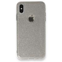 Newface iPhone XS Max Kılıf Simli Katmanlı Silikon - Gümüş