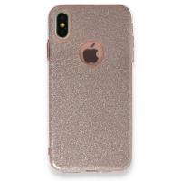 Newface iPhone XS Max Kılıf Simli Katmanlı Silikon - Rose