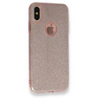 Newface iPhone XS Max Kılıf Simli Katmanlı Silikon - Rose