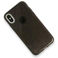 Newface iPhone XS Kılıf Simli Katmanlı Silikon - Siyah