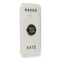 Newface LG K41S Kılıf Gros Yüzüklü Silikon - Siyah