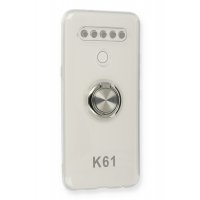 Newface LG K61 Kılıf Gros Yüzüklü Silikon - Gümüş