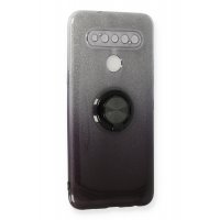 Newface LG K61 Kılıf Simli Yüzüklü Silikon - Siyah