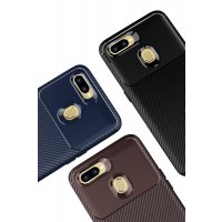 Newface Oppo A12 Kılıf Auto Focus Karbon Kapak - Siyah