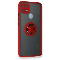 Newface Oppo A15 Kılıf Montreal Yüzüklü Silikon Kapak - Kırmızı
