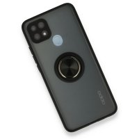 Newface Oppo A15S Kılıf Montreal Yüzüklü Silikon Kapak - Siyah