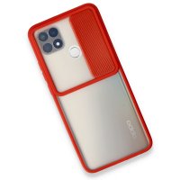 Newface Oppo A15 Kılıf Palm Buzlu Kamera Sürgülü Silikon - Kırmızı