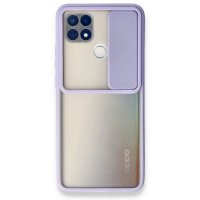 Newface Oppo A15 Kılıf Palm Buzlu Kamera Sürgülü Silikon - Lila