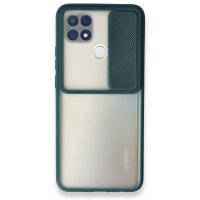 Newface Oppo A15 Kılıf Palm Buzlu Kamera Sürgülü Silikon - Yeşil