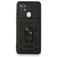Newface Oppo A15 Kılıf Pars Lens Yüzüklü Silikon - Siyah