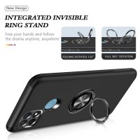 Newface Oppo A15S Kılıf Elit Yüzüklü Kapak - Siyah