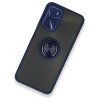 Newface Oppo A16 Kılıf Montreal Yüzüklü Silikon Kapak - Lacivert