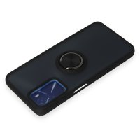Newface Oppo A16 Kılıf Montreal Yüzüklü Silikon Kapak - Siyah