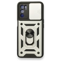Newface Oppo A16 Kılıf Pars Lens Yüzüklü Silikon - Gümüş