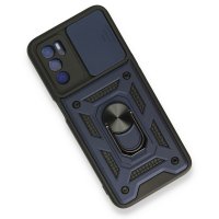 Newface Oppo A16 Kılıf Pars Lens Yüzüklü Silikon - Lacivert