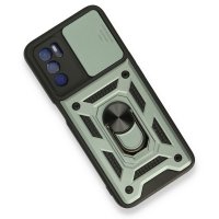 Newface Oppo A16 Kılıf Pars Lens Yüzüklü Silikon - Yeşil