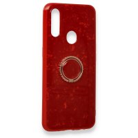 Newface Oppo A31 Kılıf Marble Yüzüklü Silikon - Kırmızı
