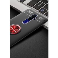 Newface Oppo A5 2020 Kılıf Range Yüzüklü Silikon - Siyah-Kırmızı