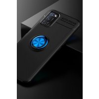 Newface Oppo A52 Kılıf Range Yüzüklü Silikon - Siyah-Mavi