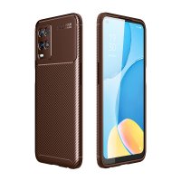 Newface Oppo A54 4G Kılıf Auto Focus Karbon Kapak - Kahverengi