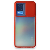 Newface Oppo A54 4G Kılıf Palm Buzlu Kamera Sürgülü Silikon - Kırmızı