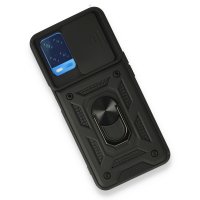 Newface Oppo A54 4G Kılıf Pars Lens Yüzüklü Silikon - Siyah