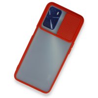 Newface Oppo A55 Kılıf Palm Buzlu Kamera Sürgülü Silikon - Kırmızı