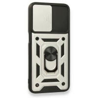 Newface Oppo A55 Kılıf Pars Lens Yüzüklü Silikon - Gümüş