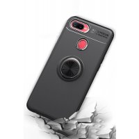 Newface Oppo A5S Kılıf Range Yüzüklü Silikon - Siyah-Kırmızı