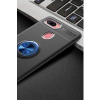 Newface Oppo A5S Kılıf Range Yüzüklü Silikon - Siyah-Mavi